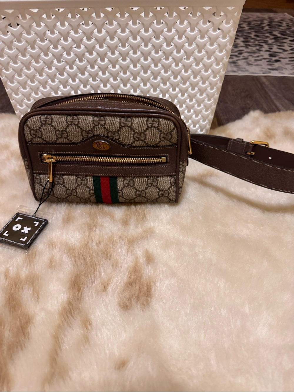 Gucci Brown GG Canvas Web Stripe small/mini Belt Bag